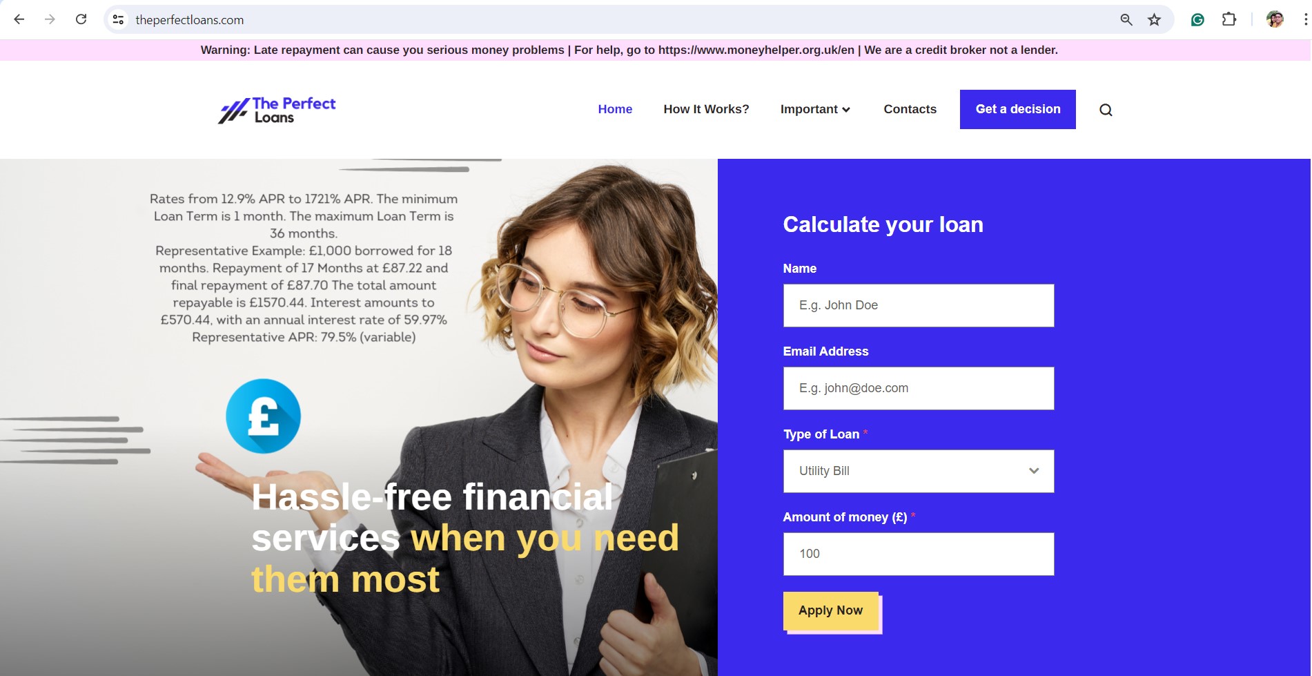 the perfect loans website image